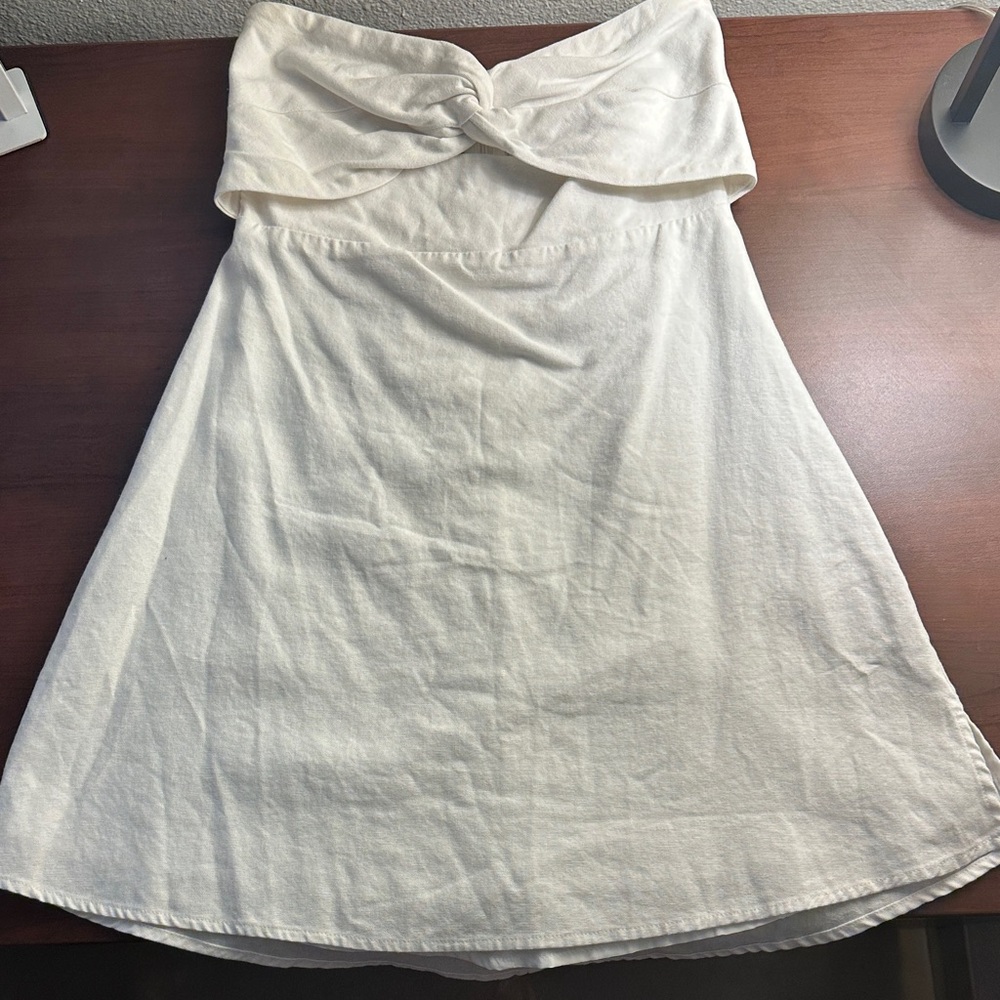 American Threads Cream Strapless Dress